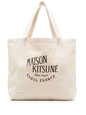 Maison Kitsuné Logo-Print Canvas Tote Bag